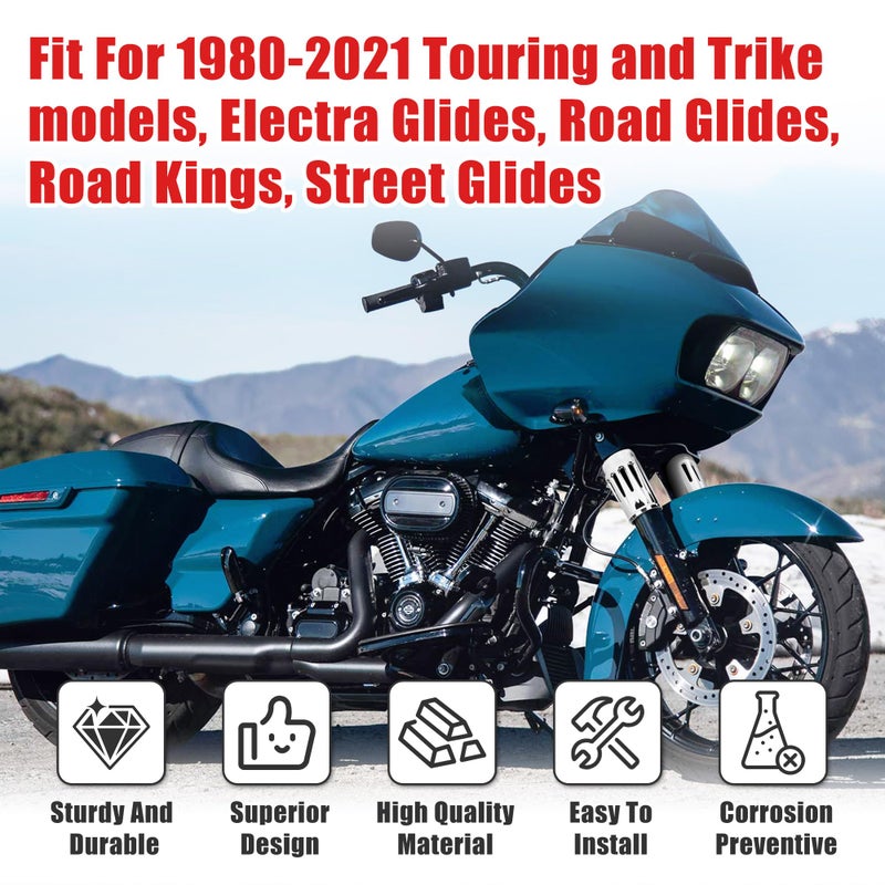 Goldfire Upper Fork Slider Covers Billet Fork Boot Slider Protective Shells Fit For Harley FLT FLHR FLHX FLHT COW Bells Touring Street Glide 1986-2019 Accessorie (Chrome Style) - Image 4